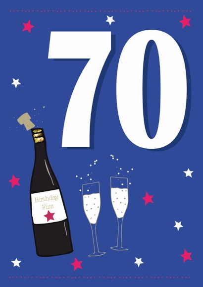 Super 70 champagne birthday card created by Missycards
