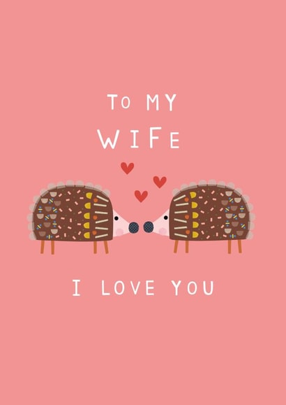 Cute Valentines Day Card - Wife - Hedgehogs - To My Wife I Love You created by Sally Payne Design