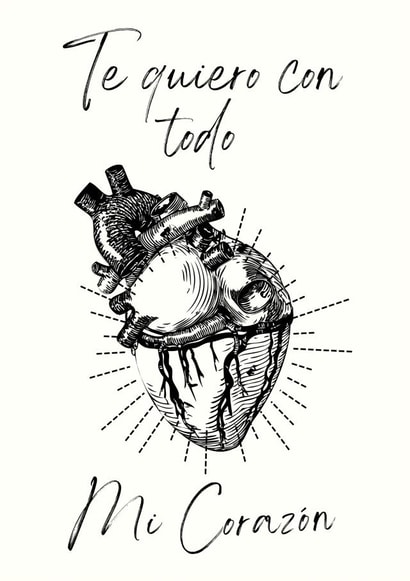 My Whole Heart Spanish Love Card created by Lilac Hailstorm