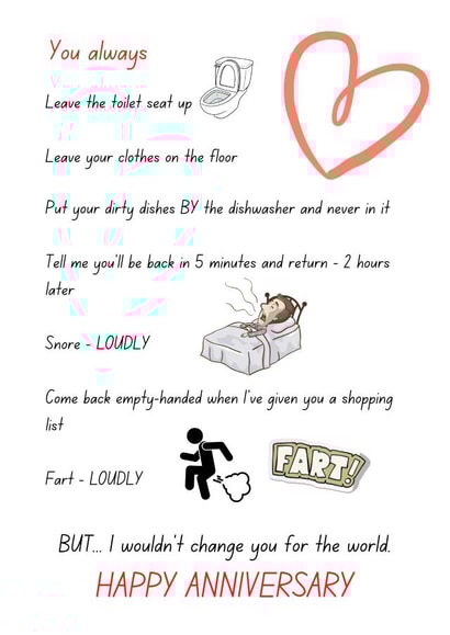 Happy Anniversary - I wouldn't change you for the world! created by Hackney and Jones Publishing