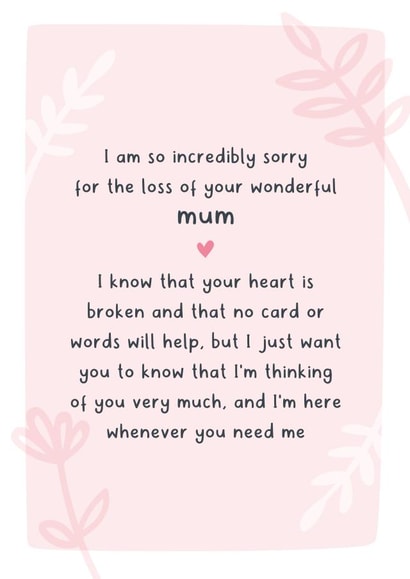 Sympathy Card Mum created by Fliss Muir