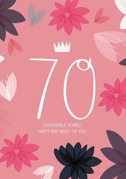 70th Birthday Card - 70 Incredible Years created by Two For Joy Illustration