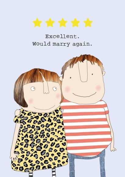 Funny 5 Star Anniversary Card - Wedding Anniversary - 5 Stars - Excellent Would Marry Again created by Rosie Made A Thing