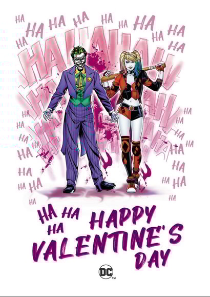Funny Valentine's Day Card - The Joker and Harley Quinn created by Cardology