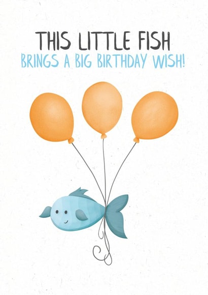Cute Illustrated Fish Big Wish Birthday Card created by Lanther Black