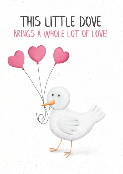 Cute Little Dove Lots of Love Illustrated Card  created by Lanther Black
