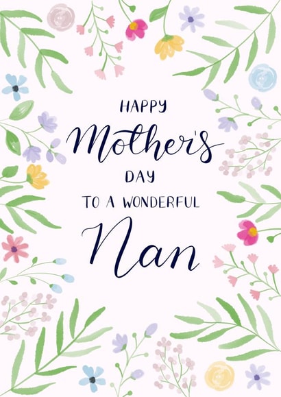 Classic Mothers Day Card - Nan - Floral - Happy Mother's Day To A Wonderful Nan created by Nicki O'Donoghue Studio