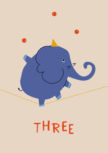 Circus Three Kids Animals 3rd Birthday Card created by Betiobca
