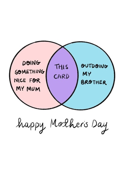 Funny Mothers Day Card - Mum - Outdoing My Brother created by Rosie Johnson Illustrates