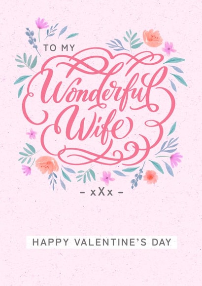 Wife Valentine's Day Calligraphy Card created by Dalia Clark Design