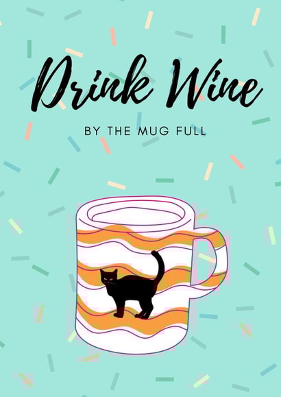 Drink Wine by Cat Mug created by Sabbington Designs