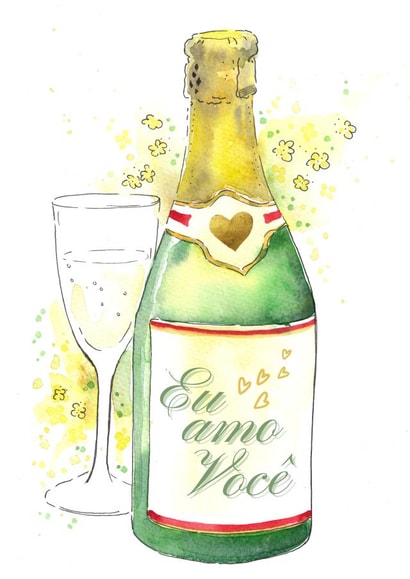 Eu amo Você Champagne card created by Kate Garrett