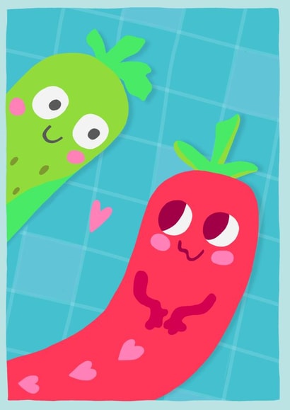 Marry me, Love you, friendship cheeky card. Pickle and Chili pepper created by @Doodle Bunny