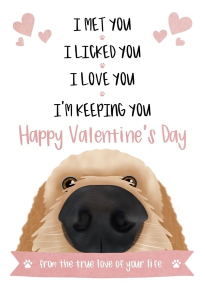 Valentine's Day Card - Labrador / Cockapoo - From The Dog - I Met You, I Licked You, I Love You, I'm Keeping You created by The Merry Giraffe