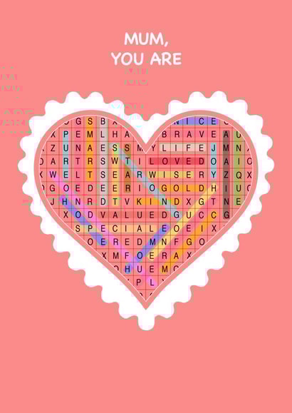 Word search affirmation Mother's Day Card created by Craft Imprint