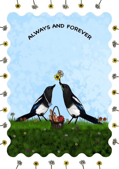 Magpie picnic anniversary celebration card created by Craft Imprint