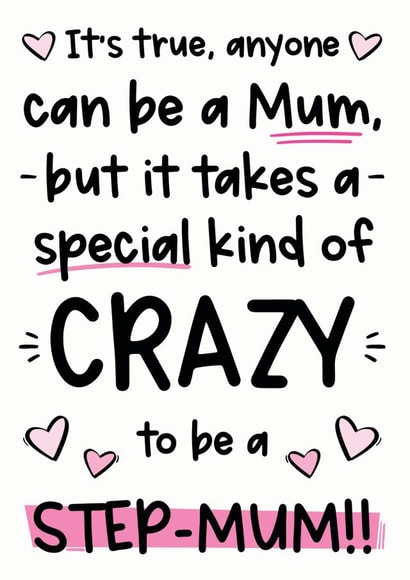 Best Step Mum Mother's Day Card 1001 created by The Laughing Sloth