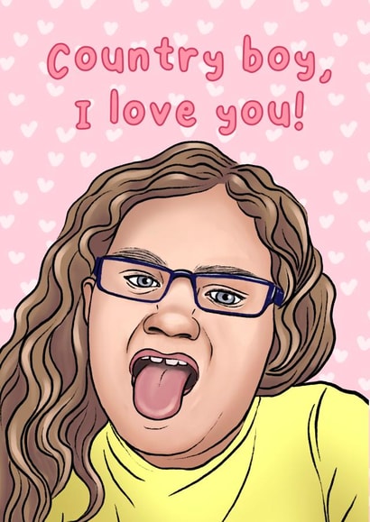 ‘Country boy, I love you’ Valentine’s Day card. created by Swish & Scribble