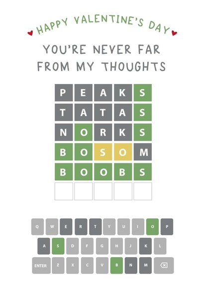 Cheeky Wordle Valentine Card created by Wink Design - Michelle Roberts