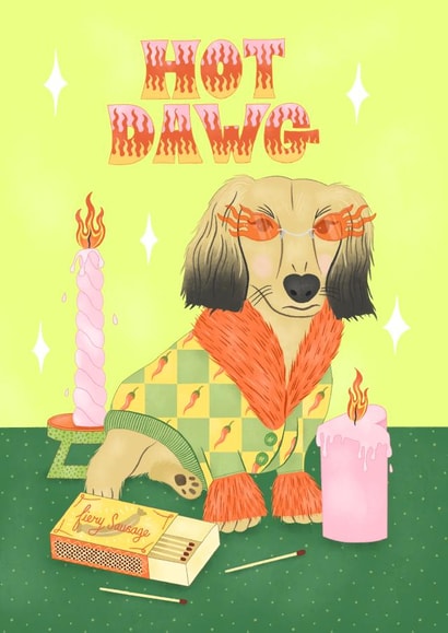 Hot dawg sausage dog valentine's card created by Katie Brookes