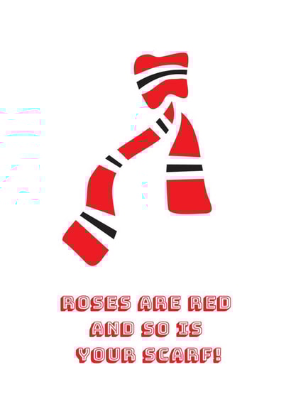 Roses are red United football scarf funny Valentines Day Card created by Red News