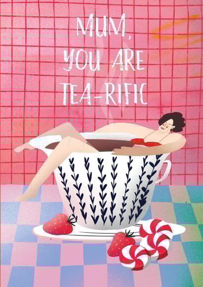 Tea and sweet mummy card  created by holaholga