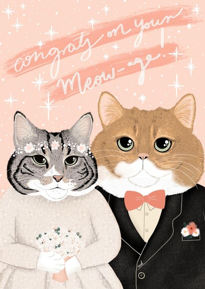 Congrats on your Meow-age! - Cat themed wedding card created by Monsieur Dorian