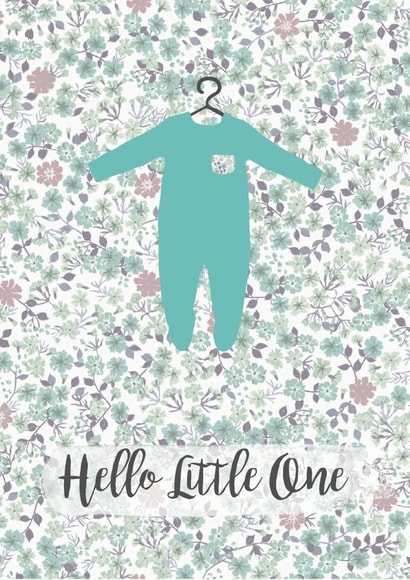Hello Little One new baby boy card created by Bombus