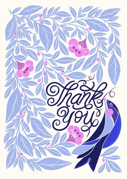 Cheerful bird thank you card created by catantrell