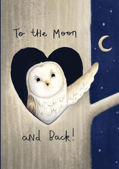 Owl & Moon Love Card created by Nic Allan