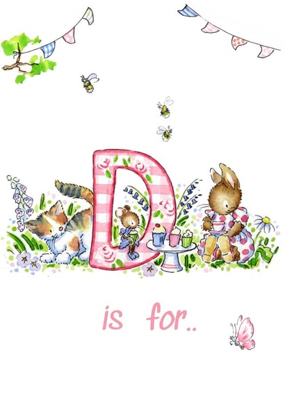 D initial letter card created by Kate Garrett