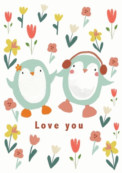 Love you penguins created by Sally Darby Illustration