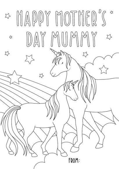 Mother's Day Unicorn Colouring Card for Mummy created by Zoe-Claire
