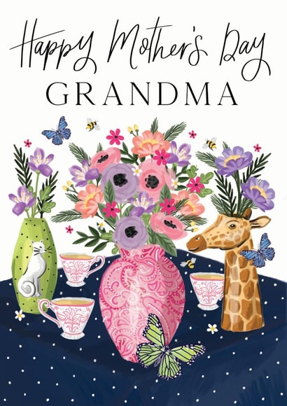 Happy Mother's Day Grandma, Tea & flowers card created by Making Meadows Ltd