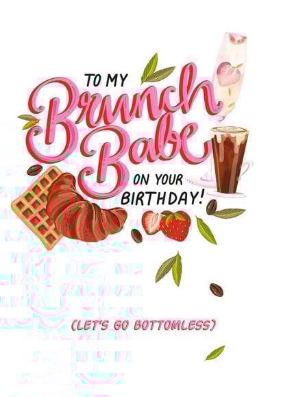 Happy Birthday Brunch Babe card created by Lucy Duckham Illustration