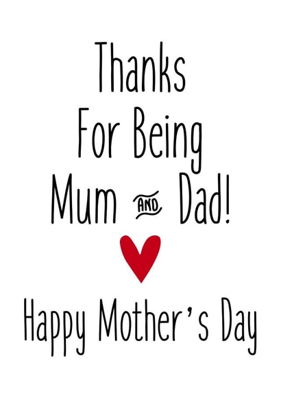 Thanks For Being Mum & Dad created by Natalie Frost