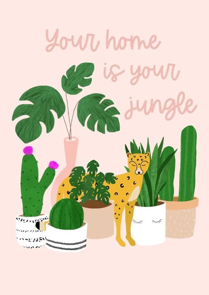 Pretty Jungle New Home Card - Cheetah - Your Home Is Your Jungle created by art by anniemaura 