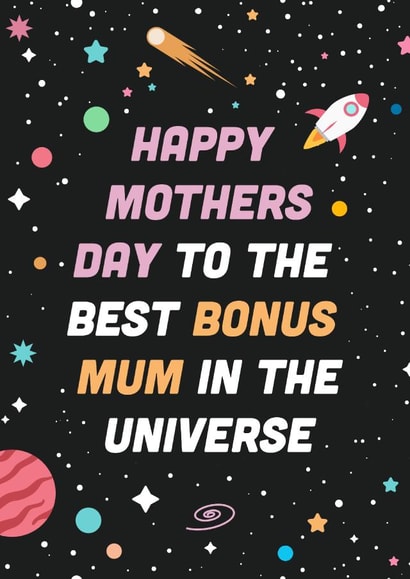 'Best bonus Mum in the universe' Mothers Day Honorary Like A Mum created by Flourish Paperworks