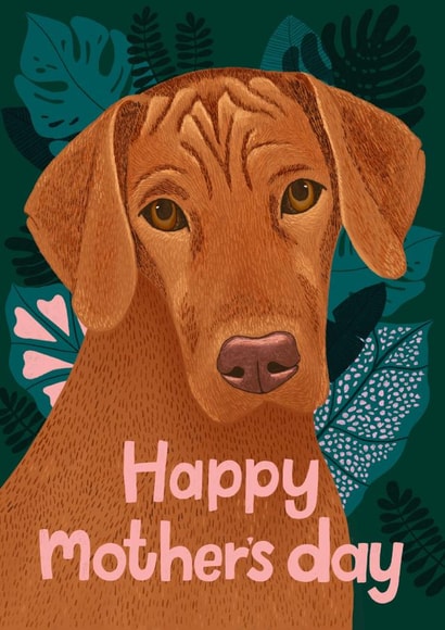 Cute Mothers Day Card - Dog - Vizsla - Happy Mother's Day created by Hollie McManus Illustration