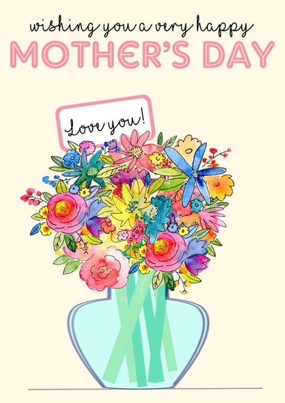 Pretty Mothers Day Card - Bouquet - Wishing You A Very Happy Mothers Day created by PMPrinted