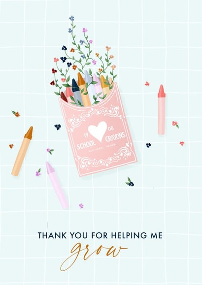 Crayon thank you teacher card created by Make and Tell