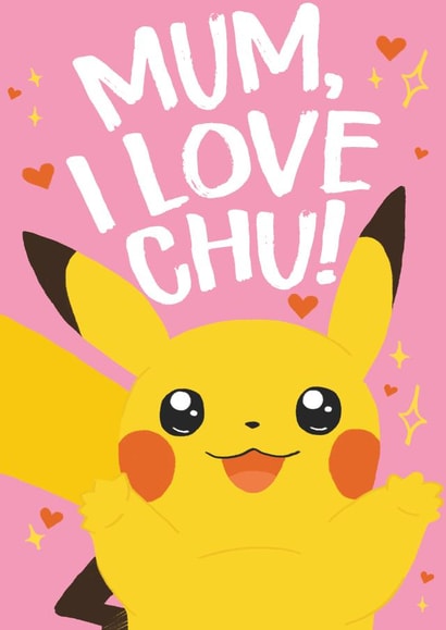 Cute Mothers Day Card - Pokemon - Pun - Mum I Love Chu! created by Wild Card