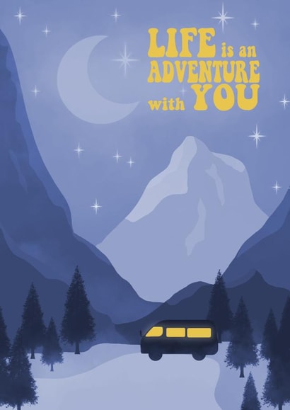 Vanlife adventure Valentines and Anniversary card created by Altitude Illustrations