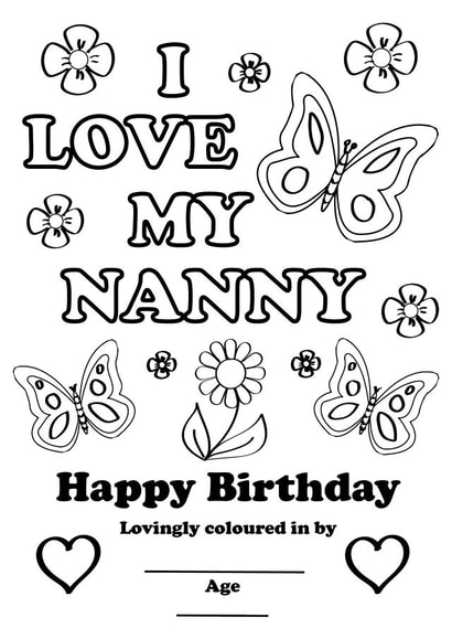I Love my Nanny colour your own Birthday card created by Thoughtful Gifts