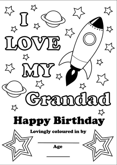I Love my grandad colour your own birthday card created by Thoughtful Gifts