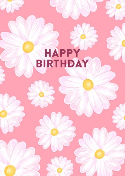 Happy Birthday with Pink Spring Daisies created by CoconuTacha