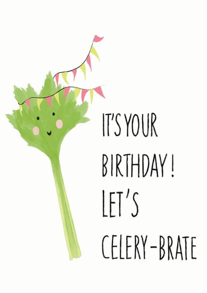 Let's celebrate card,Funny Birthday Card, Let's Celery-brate Card created by TheFishBirdCo