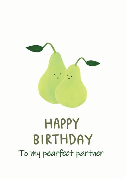 funny pear card, funny birthday card for wife/for husband created by TheFishBirdCo