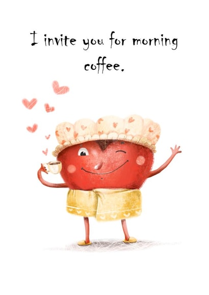 Valentine's heart invites for coffee created by Maria Bazykina