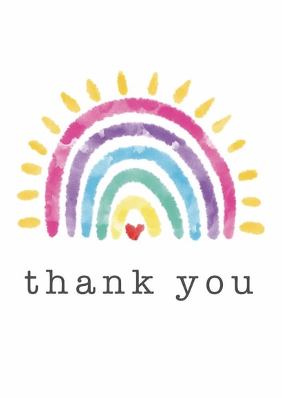 Watercolour rainbow thank you card created by Rainbow Craft Co